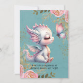 Invitation Baby shower fille dragon mignonne et papillon (Dos)