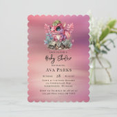 Invitation Baby shower Fille Dragon Rose Hot (Debout devant)