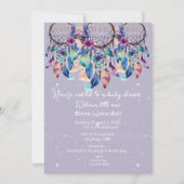 Invitation Baby shower fille Dreamcatcher violet et bleu (Devant)