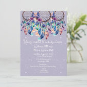 Invitation Baby shower fille Dreamcatcher violet et bleu (Debout devant)