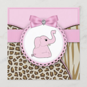 Invitation Baby Shower Fille Éléphant Rose