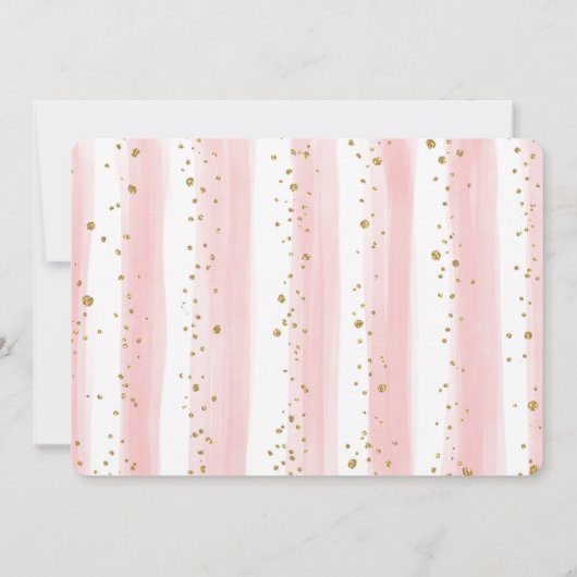 Invitation Baby shower Fille Eléphant rose Blush Or Fleurs (Dos)