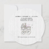 Invitation Baby shower fille en bois blanc et tran (Dos)