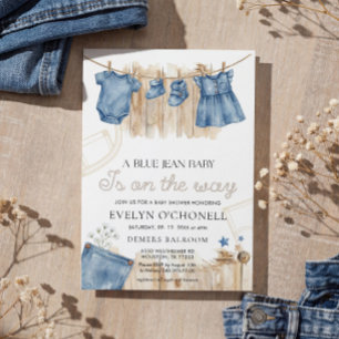 Invitation Baby Shower Fille en Jean Bleu