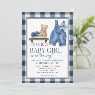 Invitation Baby Shower Fille en Jean Bleu