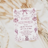 Invitation Baby shower Fille en laiton rose