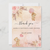 Invitation Baby shower fille en peluche ours pampas herbe fle (Devant)