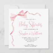 Invitation Baby shower fille en ruban rose pâle Aquarelle Bow (Devant)