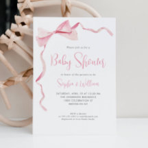 Baby shower fille en ruban rose pâle Aquarelle Bow