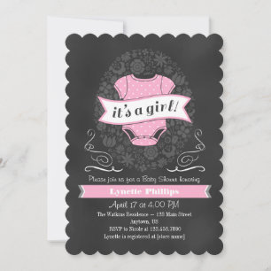 Invitation Baby shower fille en tableau rose