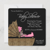 Invitation Baby Shower Fille Ethnique Léopard Rose (Dos)