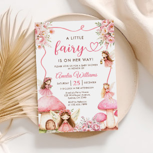 Invitation Baby shower Fille Fée Rose Floral