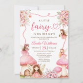 Invitation Baby shower Fille Fée Rose Floral (Devant)