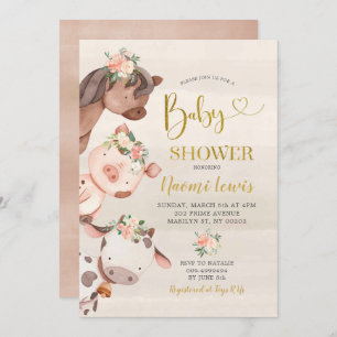 Invitation Baby shower Fille Ferme Florale