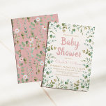 Invitation Baby shower fille Feuille Eucalyptus aquarelle<br><div class="desc">aquarelle eucalyptus feuille petite fille baby shower invitation</div>