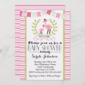 Invitation Baby shower fille Flamant rose (Devant / Derrière)