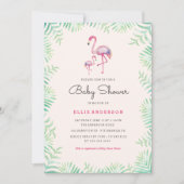 Invitation Baby shower fille Flamant rose rose (Devant)