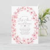 Invitation Baby shower Fille Fleur Fleur de Cerisier (Debout devant)