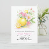 Invitation Baby shower Fille Fleur Léonade Rose (Debout devant)