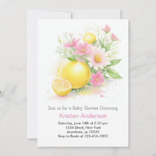 Invitation Baby shower Fille Fleur Léonade Rose