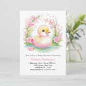 Invitation Baby shower Fille Fleur Rose Whimsical (Debout devant)