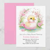 Invitation Baby shower Fille Fleur Rose Whimsical (Devant / Derrière)