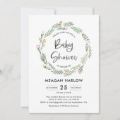 Invitation Baby shower fille Fleur sauvage de jard (Devant)