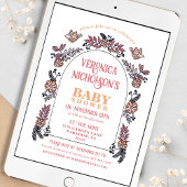 Invitation Baby shower fille Fleur sauvage rose Arch