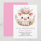 Invitation Baby shower fille Fleur sauvage rose enchantée (Devant / Derrière)