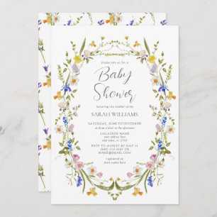 Invitation Baby shower fille Fleur sauvage Spring