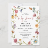 Invitation Baby shower fille Fleur sauvage Spring (Devant)