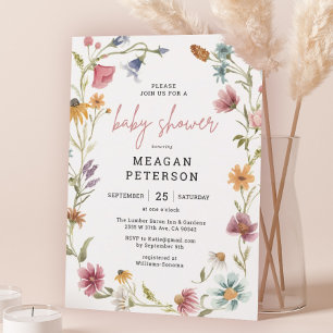 Invitation Baby shower fille Fleur sauvage Spring