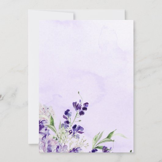 Invitation Baby Shower Fille Fleur Sauvageonne Fleurs Violett (Dos)