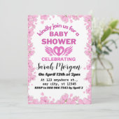 Invitation Baby shower Fille Fleurs Printemps (Debout devant)