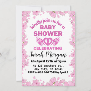 Invitation Baby shower Fille Fleurs Printemps