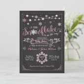 Invitation Baby shower Fille Flocon de neige (Debout devant)