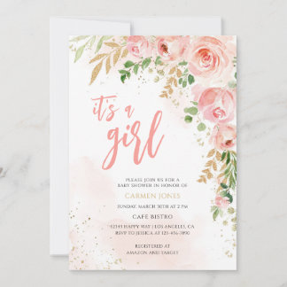 Invitation Baby Shower Fille Floral