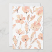 Invitation Baby shower fille floral or rose pâle (Dos)