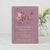 Invitation Baby Shower Fille Florale (Debout devant)