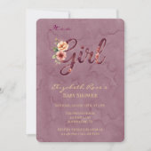 Invitation Baby Shower Fille Florale (Devant)