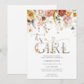 Invitation Baby Shower Fille Florale (Devant / Derrière)