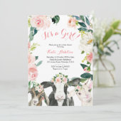 Invitation Baby shower Fille Florale d'animal agricole (Debout devant)