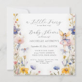 Invitation Baby shower Fille Florale De Champignons Faidés (Devant)