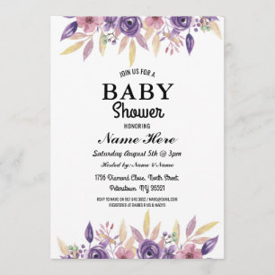 Invitation Baby shower Fille Garçon Genre Révéler Floral Invi
