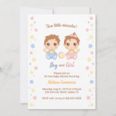 Invitation Baby shower fille garçon jumeaux (Devant)