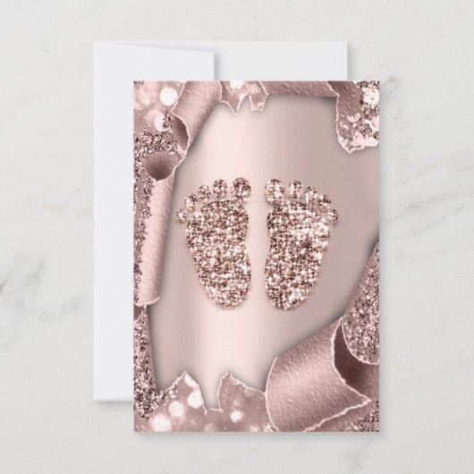 Invitation Baby shower fille garçon Pieds Glam Rose Gold 3D E (Dos)