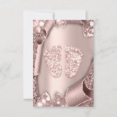 Invitation Baby shower fille garçon Pieds Glam Rose rose 3D (Dos)