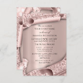Invitation Baby shower fille garçon Pieds Glam Rose rose 3d (Devant / Derrière)