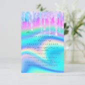 Invitation Baby shower fille goutte Unicorne Holographe Opal (Debout devant)