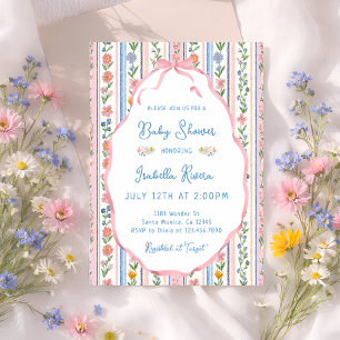 Invitation Baby Shower Fille Grandmillennial Vintage Floral 
